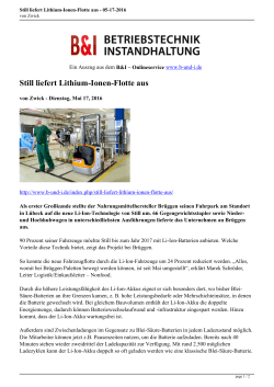 Still liefert Lithium-Ionen-Flotte aus - 05-17-2016