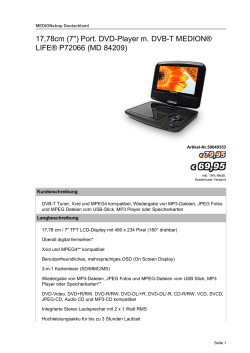 (7") Port. DVD-Player m. DVB-T MEDION® LIFE® P72066 (MD 84209)