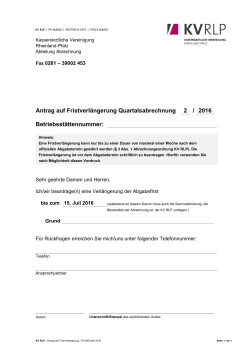Antrag auf Fristverlängerung - Kassenärztliche Vereinigung