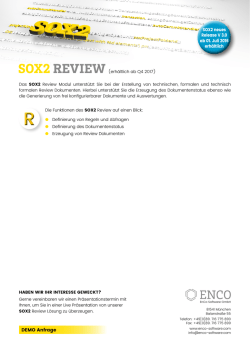 SOX2 neues Release V 3.0 ab 01. Juli 2016 erhältlich DEMO Anfrage
