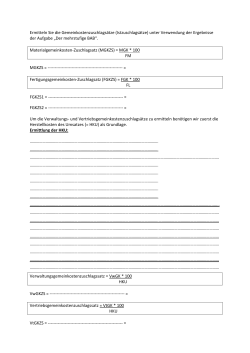 Ermitteln Sie die Gemeinkostenzuschlagsätze (Istzuschlagsätze