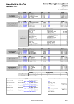 Export Sailing Schedule - Central Shipping (Germany) GmbH