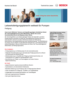 Leitwerksfertigungsplaner/in weltweit f&uuml;r Pumpen