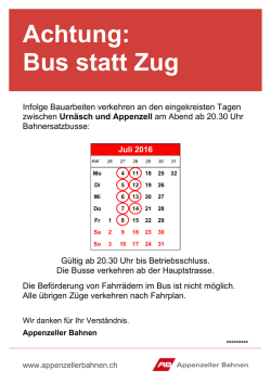 Infolge Bauarbeiten verkehren am Abend Bahnersatzbusse