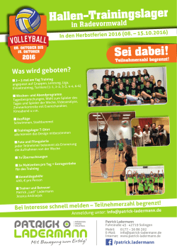 Hallen&ndash;Trainingslager Sei dabei!