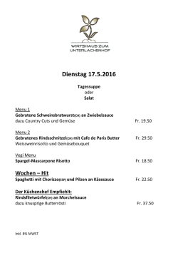 Dienstag 17.5.2016