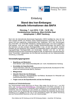 Einladung Stand des Iran-Embargos: Aktuelle Informationen des BAFA
