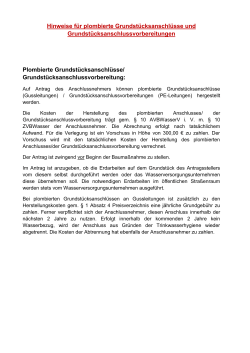 Hinweise f&uuml;r plombierte Grundst&uuml;cksanschl&uuml;sse und