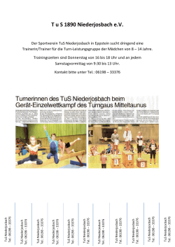 Die TuS Niederjosbach sucht eine/n Trainer/in f&uuml;r die Turn