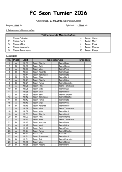 Spielplan interes Turnier