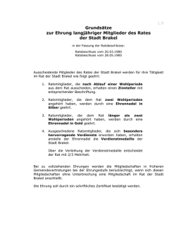 Grunds&auml;tze zur Ehrung langj&auml;hriger Mitglieder des Rates