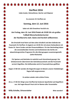 Dorffest -Einladung - Freiwillige Feuerwehr Insel