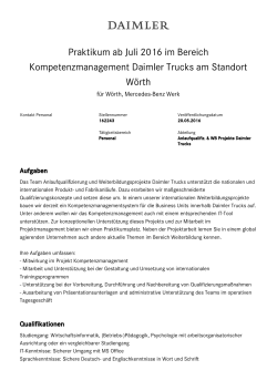 Praktikum ab Juli 2016 im Bereich Kompetenzmanagement Daimler