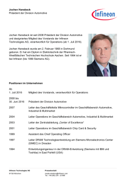 Jochen Hanebeck Präsident der Division Automotive Positionen im