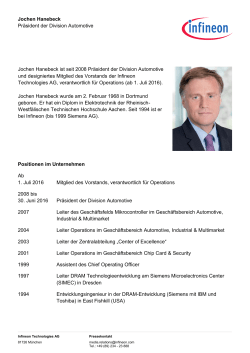 Jochen Hanebeck Pr&auml;sident der Division Automotive Positionen im