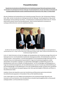 Presseinfo - Bundeskonferenz der Krankenhausmanager Österreichs