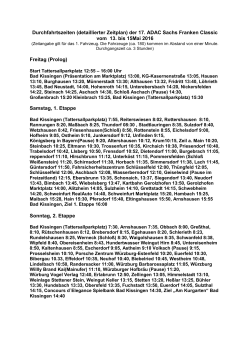 Durchfahrtszeiten - Sachs-Franken