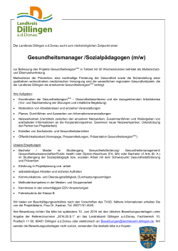 Gesundheitsmanager /Sozialpädagogen (m/w)