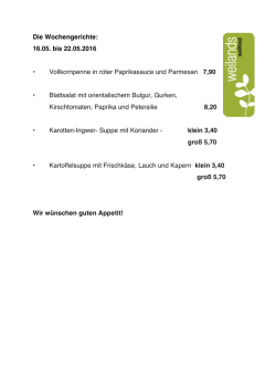 Die Wochengerichte - weilands wellfood
