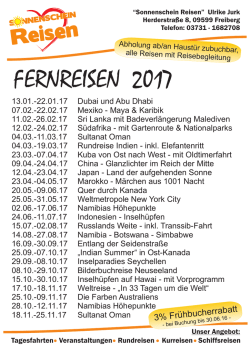 fernreisen 2017 - Sonnenschein Reisen Freiberg