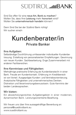 Kundenberater/in - Dolomiten Markt