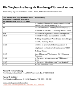 Die Wegbeschreibung ab Hamburg