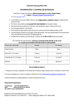 informaci&oacute;n y compra de entradas - Centro Argentino eV Frankfurt