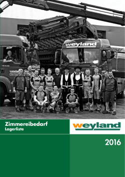 Zimmerei Bedarf Lagerliste 2016