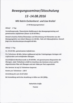 Informationen Bewegungsseminar 2016