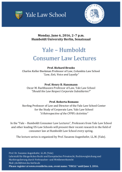 Yale – Humboldt Consumer Law Lectures