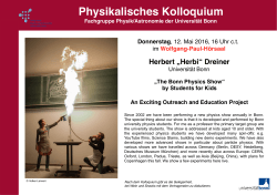 Physikalisches Kolloquium - Bonn Theory Group