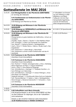 Gottesdienstordnung Mai 2016