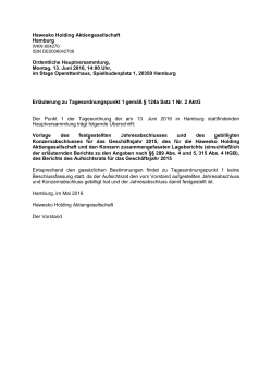 Hawesko Holding Aktiengesellschaft Hamburg Ordentliche