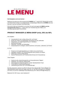 PRODUCT MANAGER LE MENU-SHOP (m/w), 50% bis 60%