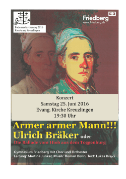 Konzert Samstag 25. Juni 2016 Evang. Kirche Kreuzlingen 19:30 Uhr