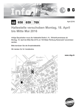 Haltestelle verschoben Montag, 18. April bis Mitte Mai 2016