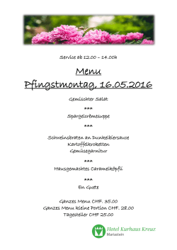 Menu Pfingstmontag, 16.05.2016