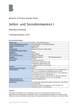 MB KV Selbst- und Sozialkompetenz I FS16 - Soziale Arbeit