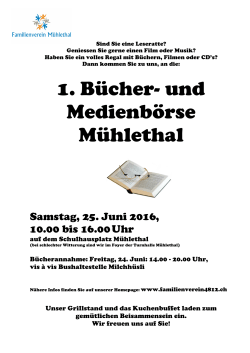 1. Bücher- und Medienbörse Mühlethal