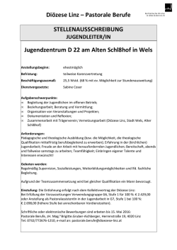 Di&ouml;zese Linz &ndash; Pastorale Berufe STELLENAUSSCHREIBUNG