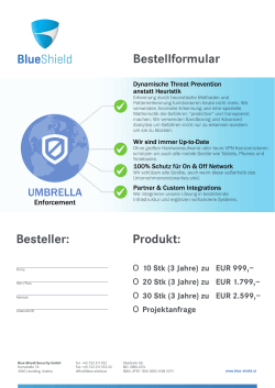 Umbrella Bestellformular Blue Shield