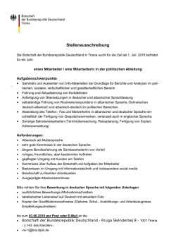 Hinweise zur Stellenausschreibung