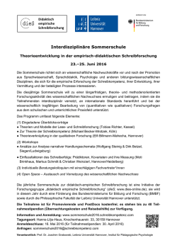 Interdisziplin&auml;re Sommerschule