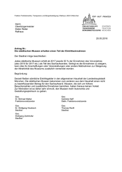 Herrn Oberb&uuml;rgermeister Dieter Reiter Rathaus 20.05.2016