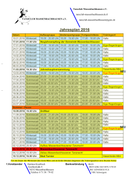 Jahresplan 2016 - Tanzclub Massenbachhausen eV