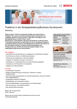 Praktikum in der Strategieabteilung/Business Development