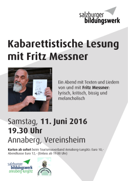 Kabarettistische Lesung mit Fritz Messner