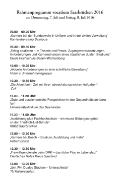 Rahmenprogramm vocatium Saarbrücken 2016