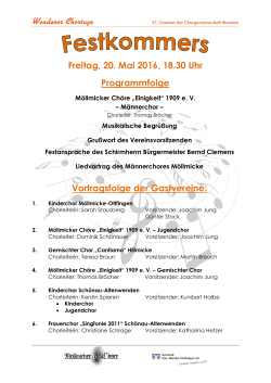 Wendener Chortage Freitag, 20. Mai 2016, 18.30 Uhr