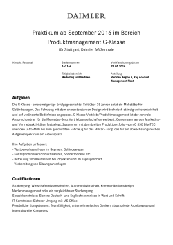 Praktikum ab September 2016 im Bereich